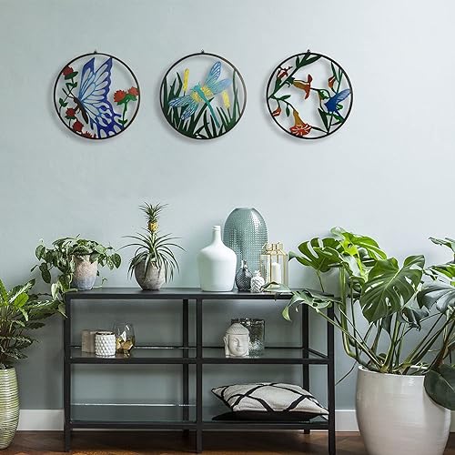 HONGLAND 3 Pieces Metal Wall Art Decor Home Hanging - Metal Dragonfly Wall Art - Butterfly Metal Wall Decor - Hummingbird Metal Sculptures for Kitchen Bathroom Living Room (Black) - Image 8