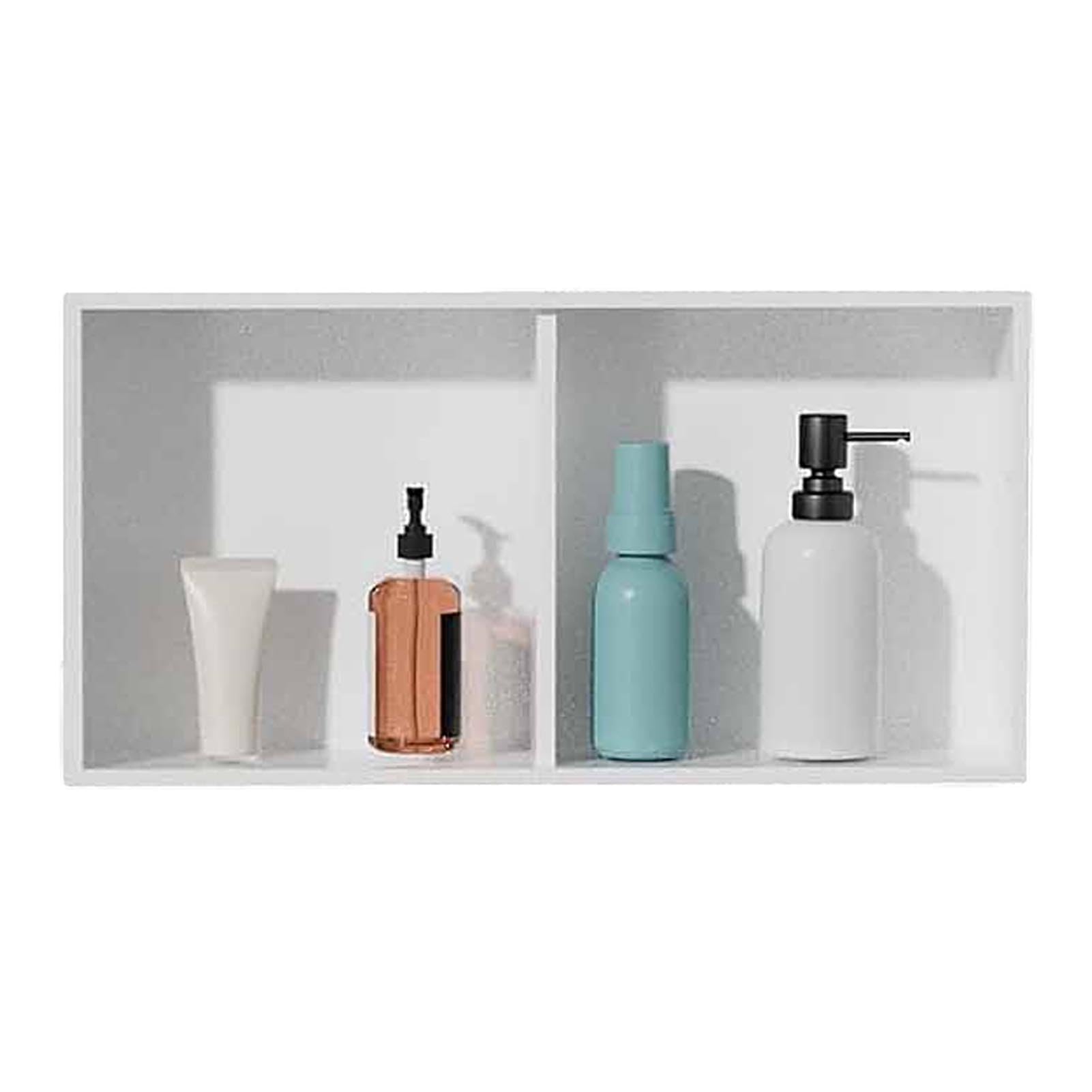 Niche de douche blanche 70x28 cm en acier inoxydable encastrable à double étagère moderne