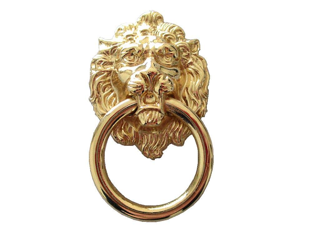 Haojiazx Polished Gold Lion Drawer Pull Lion Head Drop Cabinet Pulls Door Handles Ring Dresser Pull Knobs Drawer Knob Pulls Vintage Style Antique Brass Black Chrome Gold Bronze Pewter (No.45)(Polished Gold)