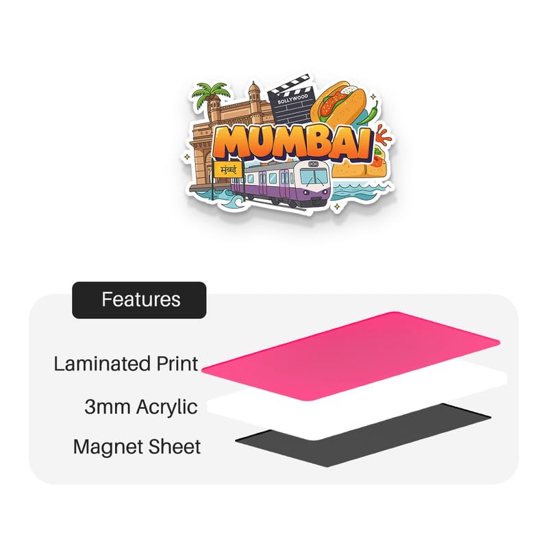 Image of Mumbai Fridge Magnets, Glossy Finish, Stylish Magnet for Fridge, Wardrobe & Metal Surfaces