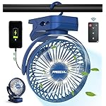 Clip on Fan 65 Hours Portable Desk Fan Rechargeable with LED Lights & Hooks 12000 Capacity Battery Operated Fan with Clips Small Desk Fan Mini Fans for Tents Travel Outdoor Camping Golf Cart Stroller