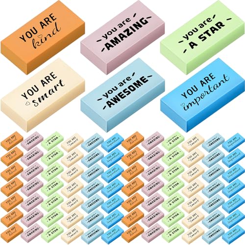 Gommes pour dessiner Resurhang avec messages de motivation lot de 180 pour classe