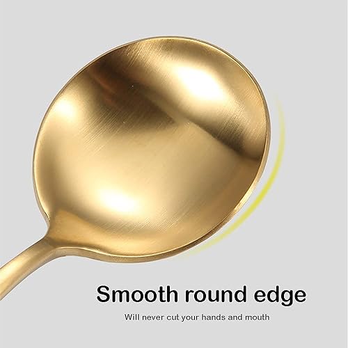 Miniatura 2 de Muulaii - Juego de 6 cucharas de café expreso de acero inoxidable chapadas en oro, cucharas doradas para café, azúcar, postre, pastel, helado, sopa