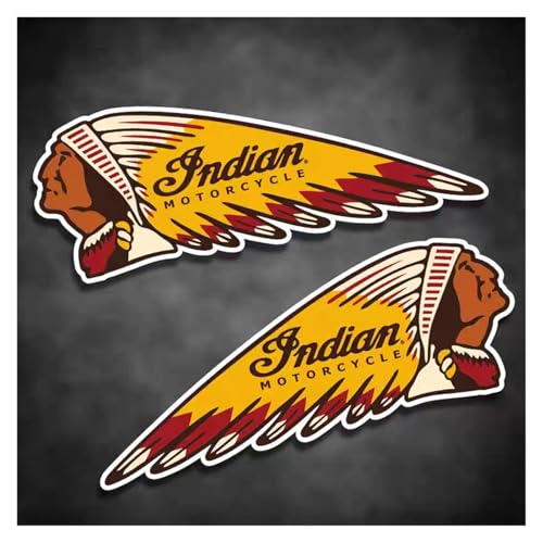 2PCS Motorcycle Stickers Indian Badge Moto Fuel Tank Left Right Side Logo Racing Helmet Decals Decor Auto Accessories PVC(Style 1,25x8.8cm)