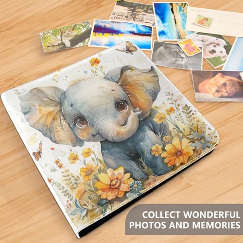 Álbum de fotos Scrapbook adhesivo con diseño floral y elefante, encuadernador de 3 anillos, 40 páginas, 8x10 para recuerdos miniatura 5