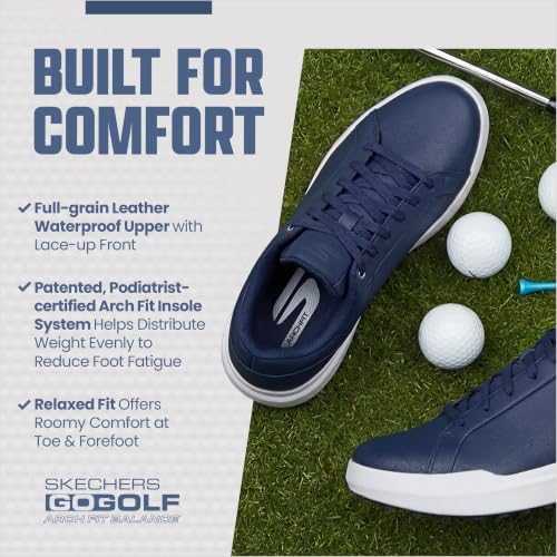 Image of Skechers Men's Drive 6 Arch Fit Golf Shoe | Golf, Waterproof, Relaxed Fit, Arch Fit, Goodyear Rubber Outsole; Leather