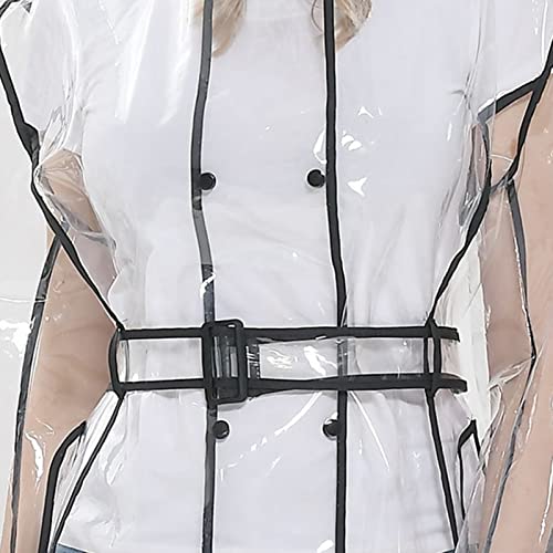 XUJIQI Clear Waterproof Rain Poncho for Women – Lightweight and Reusable with Hood and Belt - Image 7