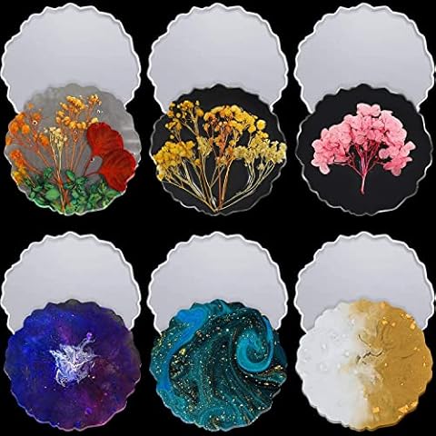 Coaster Resin Moulds Silicone, Epoxy Resin Mould for Resin Casting, DIY Craft Agate Geode Coasters, Crystal Coasters Resin Accessories Cover