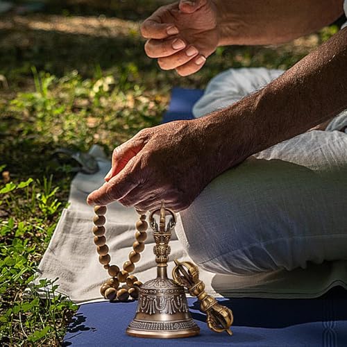Cloche d'Objet du Dharma et bol chantant d'exception forgés main - 2