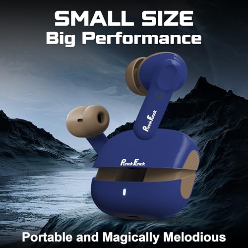 Image of PunnkFunnk BeatXtra Pro | Bluetooth 5.3 Wireless Earbuds | 40H Playtime | 32dB ANC & Quad ENC Mics | 13mm Drivers | 4D Panoramic Audio | Game /Music Mode | IPX5(Blue)