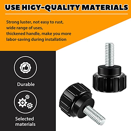 Hotop HOTOP-CARBON STEEL-32 Carbon Steel Threaded Knurled Thumbscrew Screw On Knobs Grips Black Round Clamping Screw thumb #4