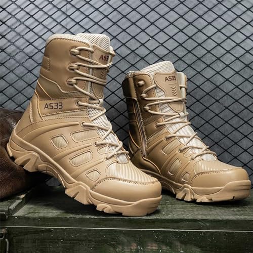 Tactical Boots Men Leather Side Zip Military Lightweight Combat Desert Boots4
