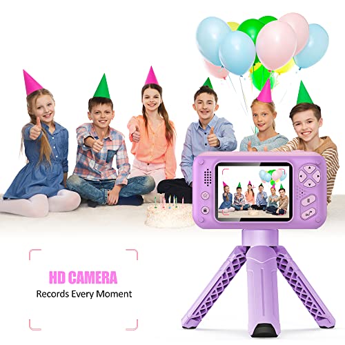 PURULU Kids Camera with Flip-up Lens for Selfie & Video, HD Digital Camera with 32GB SD Card, Ideal for 3-8 Years Old Girls Boys on Birthday Christmas Party as Gift