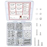 wugongshan 380 Pcs Screws Bolts and Nuts Assortment Kit, Metric Machine Screws and Nuts and Flat Washers, M3/M4/M5 Slotted Pan Head Hex Bolts Sets (E)