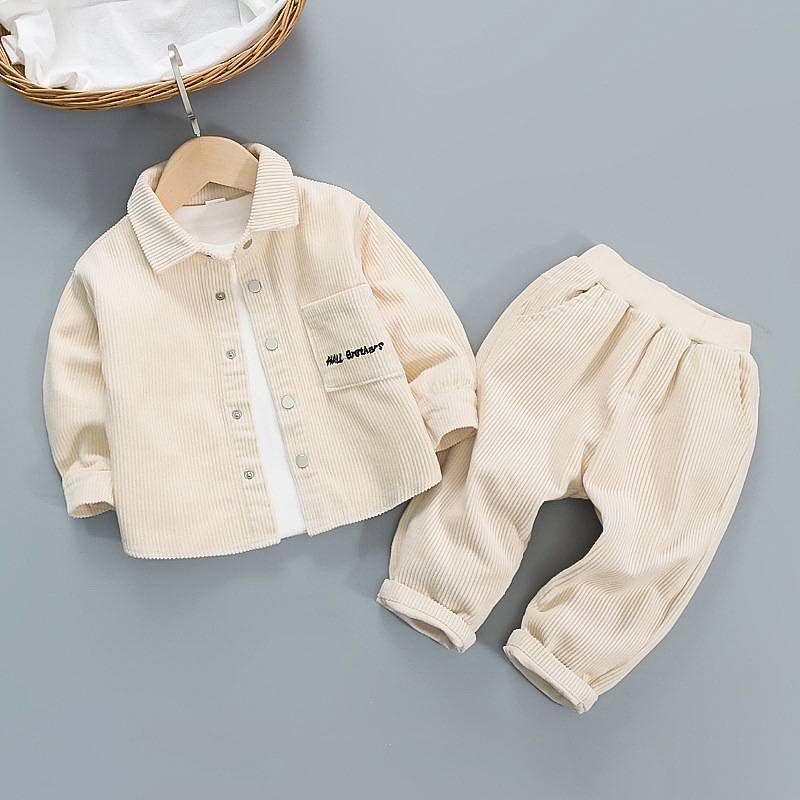Baby Boys Corduroy Material Fashion Clothes Sets Long Sleeved Jacket+Long Pants Casual 2pcs Clothing Suit - Image 2
