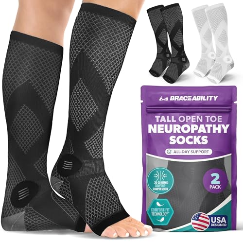 BraceAbility Open Toe Compression Socks
