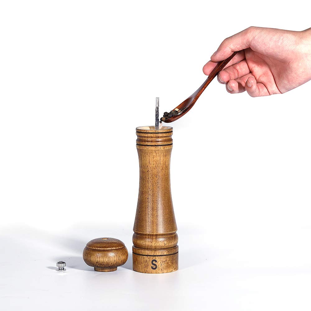 Set Macinapepe E Sale In Legno 20 Cm Con Regolazione Della Macinatura E Rotore Ceramico Di Ricambio - 4