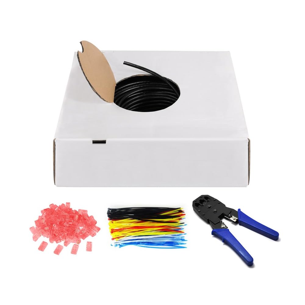 Goobay Cat 6 Outdoor NetzwerkkabeL-Set, U/utp, Schwarz, 305 M - Kupfermaterial, Awg 24/1 (solid), Pe (55441)