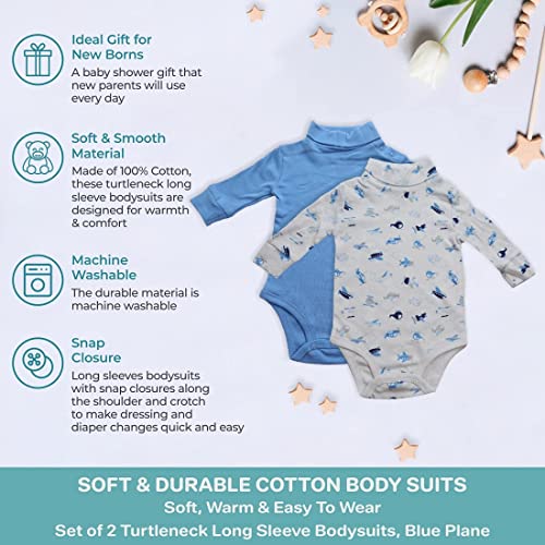 Image of SpaSilk Baby Boys 2 Pack Turtleneck Long Sleeve Bodysuit