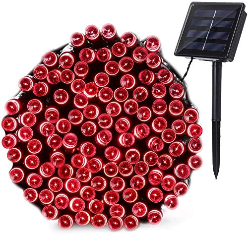Preisvergleich Produktbild Qedertek Solar Lichterkette Weihnachtsbeleuchtung außen, 20M 200 LED Solar Lichterkette Aussen Wasserdichte, 8 Modi Solar Weihnachtsbaum Lichterkette Deko für Garten, Terrasse, Hochzeit (Rot)