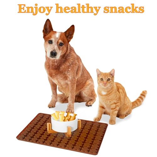 Silikon Hundekekse Backform, 44 Gitter Hundekuchen Backmatte mit Knochen-Formen für DIY Hundeleckerlies, Schokolade, Kekse, Süßigkeiten, BPA-Frei - Blauer Knochen