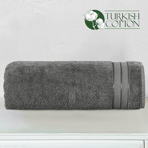 Image of Elegant Comfort Three Line Popcorn Towel Set for Bathroom 35 x 70 inches,Premium Hotel Quality 1-PACK Jumbo Towels, 100% Turkish Cotton, Soft and Durable, Quick Dry and Highly Absorbent, Charcoal Gray