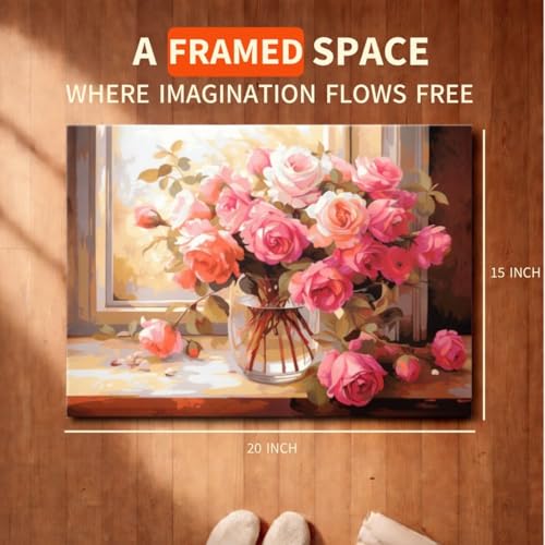 Image of Art Therapy Pcn7 Linen Canvas DIY Paint by Numbers Kit 15 x 20 Inch for Adults & Kids with 2 Set of Acrylic Oil Painting Colors and Brushes for Stress Relief, Relaxation & Home Decoration(Fair)
