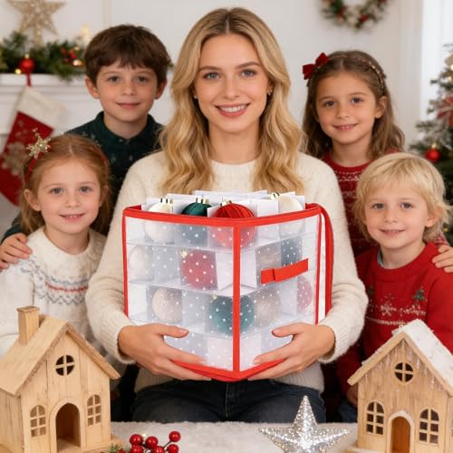 Boîte de rangement pour décorations de Noël pliable à 64 compartiments