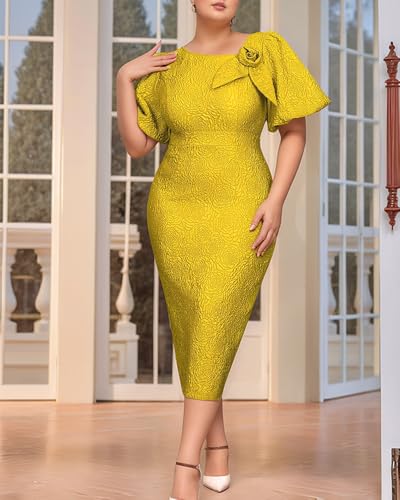 Image of ONTINVA Jacquard Floral Dress for Women's Irregular Neck with Flower Petal Midi Dresses for Cocktail Wedding Party