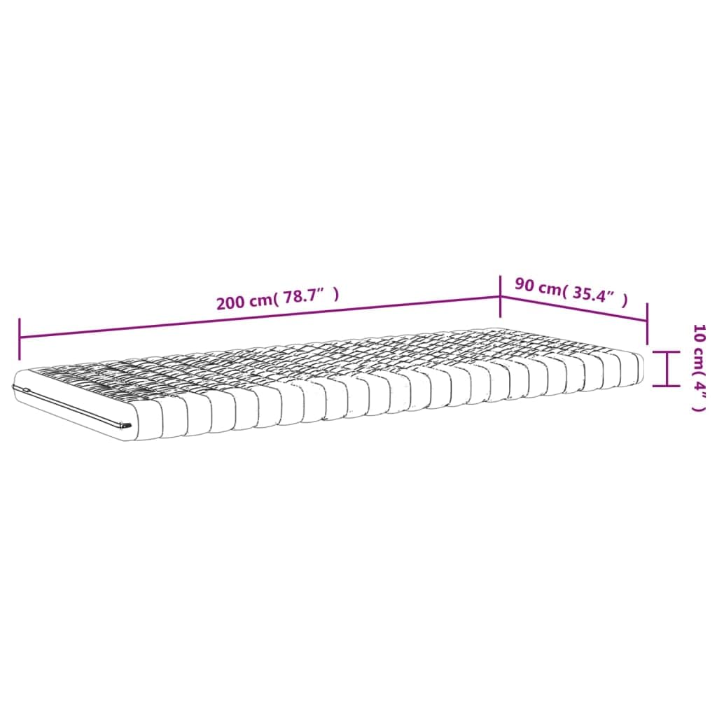 Materac piankowy 90 x 200 cm 7-strefowy 20 ILD | 3-warstwowa konstrukcja, pianka PU 24D, obicie w kolorze brzoskwiniowo-różowym, odciążające