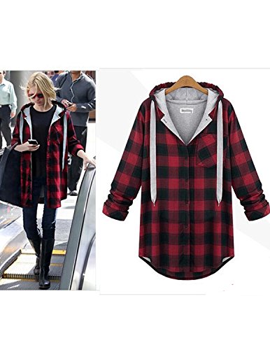 Sitengle Donna Plaid Camicie Manica Lunga