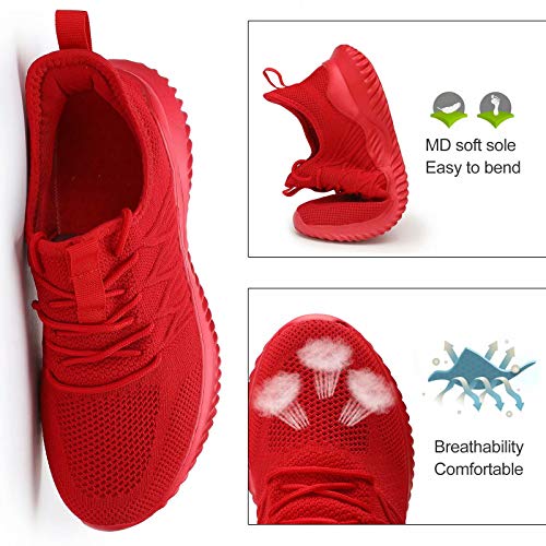Image of Men's Non Slip Running Shoes Slip-on Comfortable Lightweight Breathable Walking Tennis Sneakers Zapatos de Hombre Red