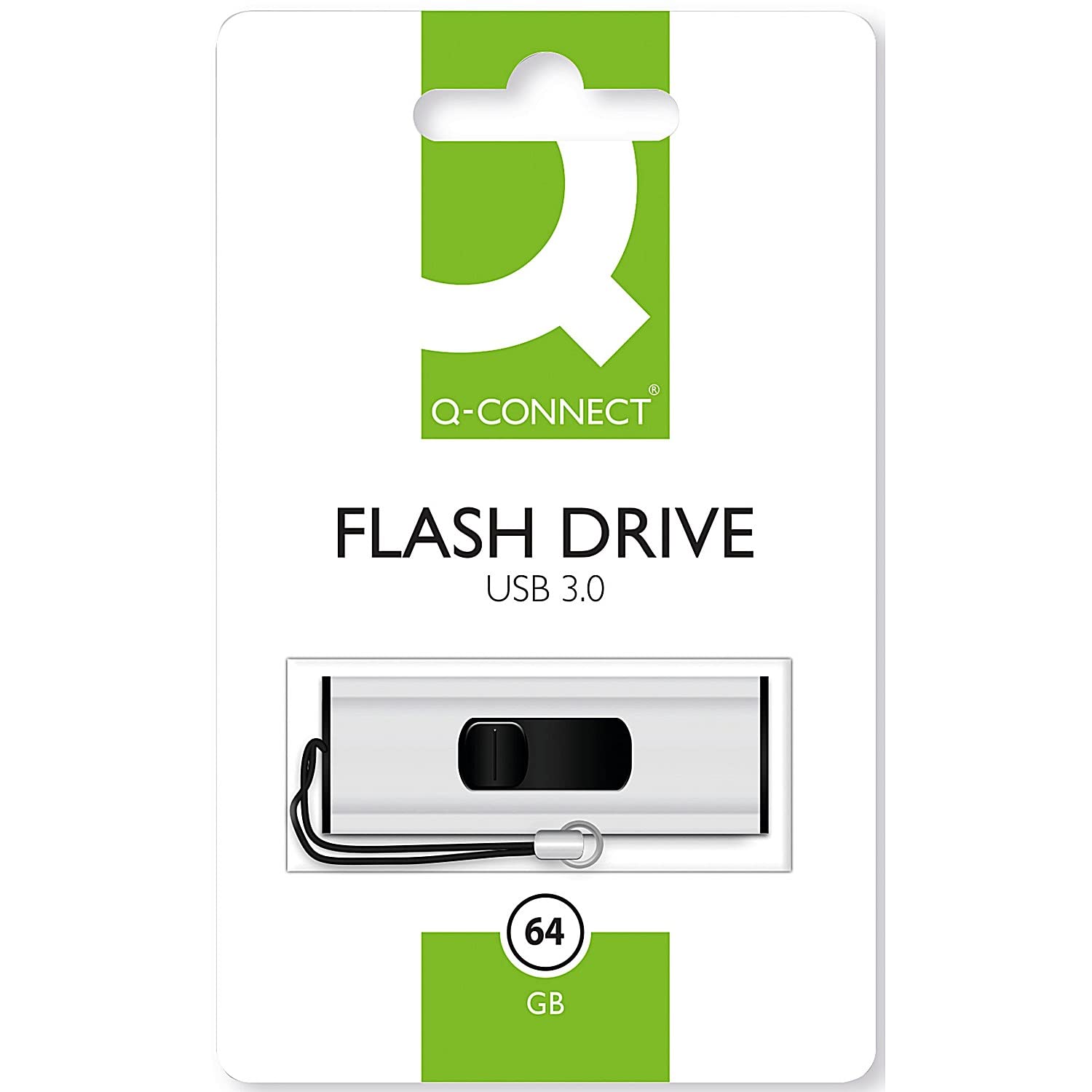 Q-Connect USB 3.0 Slider 64GB Flash Drive Silver/Black KF16371