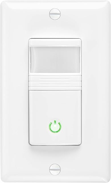 Maxxima Occupancy Vacancy Motion Sensor PIR Wall Switch, Wall Plate Included | Wall Plate Included, Commercial or Residential, 120-277V