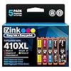 E-Z Ink Cartuchos de tinta 410 remanufacturados para impresoras Epson 410 410XL, paquete de 5 cartuchos de tinta compatibles con Expression XP-7100 XP-640 XP-830 XP-530 XP-630 XP-635 (negro, cian