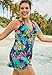 Swimsuits For All Swim 365 Women's Plus Size Twist-Front V-Neck Tummy Control A-Line Swim Dress - 20, Black Tropical Floral