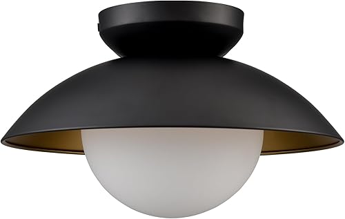 Miniatura 9 de CLAXY Mason Jar - Lámpara de techo de 3 luces estilo granja de montaje empotrado para cocina, dormitorio, comedor, color negro con latón cepillado