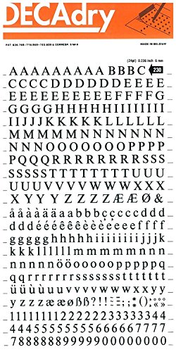 Apli SDD230F - Lettres et chiffres transfert noirs - 6 mm - 390 caractères