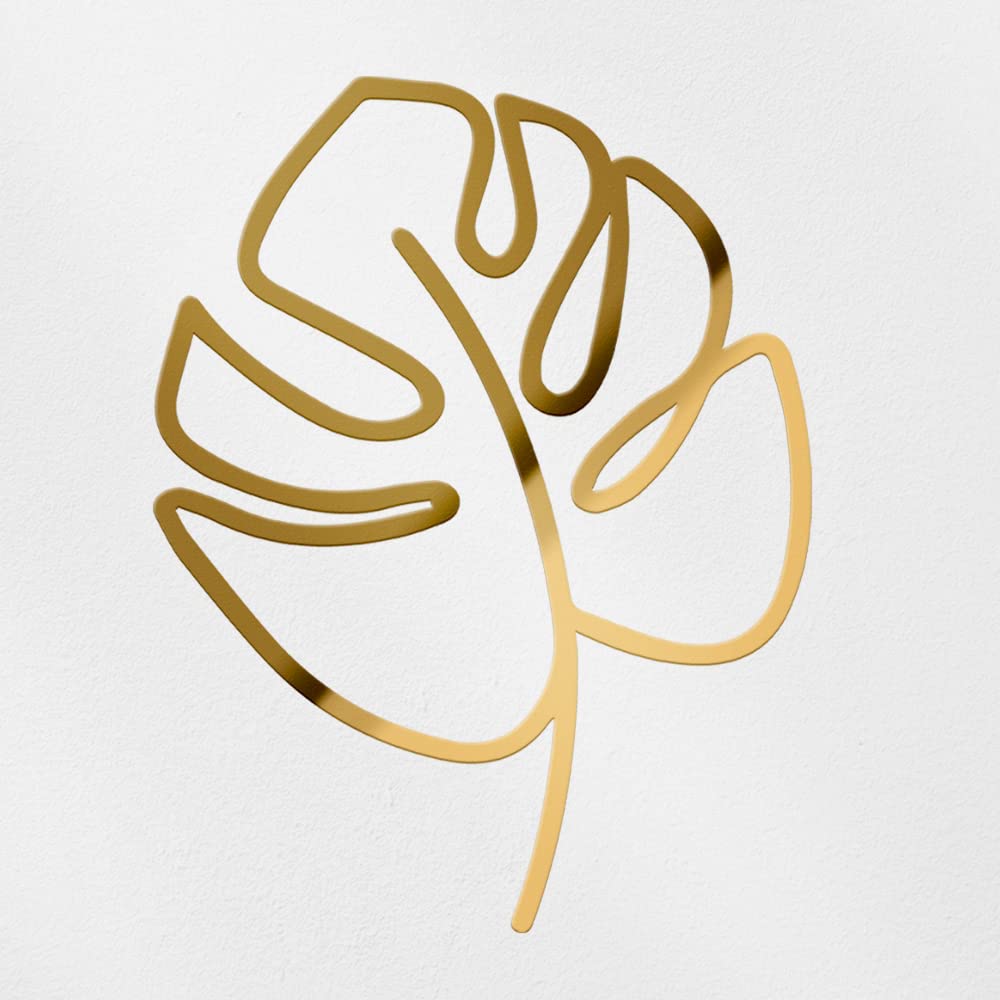 Transparent Decal Stickers of Monstera Palm Tree Leaf Icon (Metallic Gold) Premium Waterproof Vinyl Decal Stickers for Laptop Phone Accessory Helmet