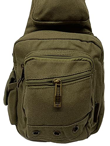 Front Zipper Crossbody Adjustable Sling Bag - Olive3