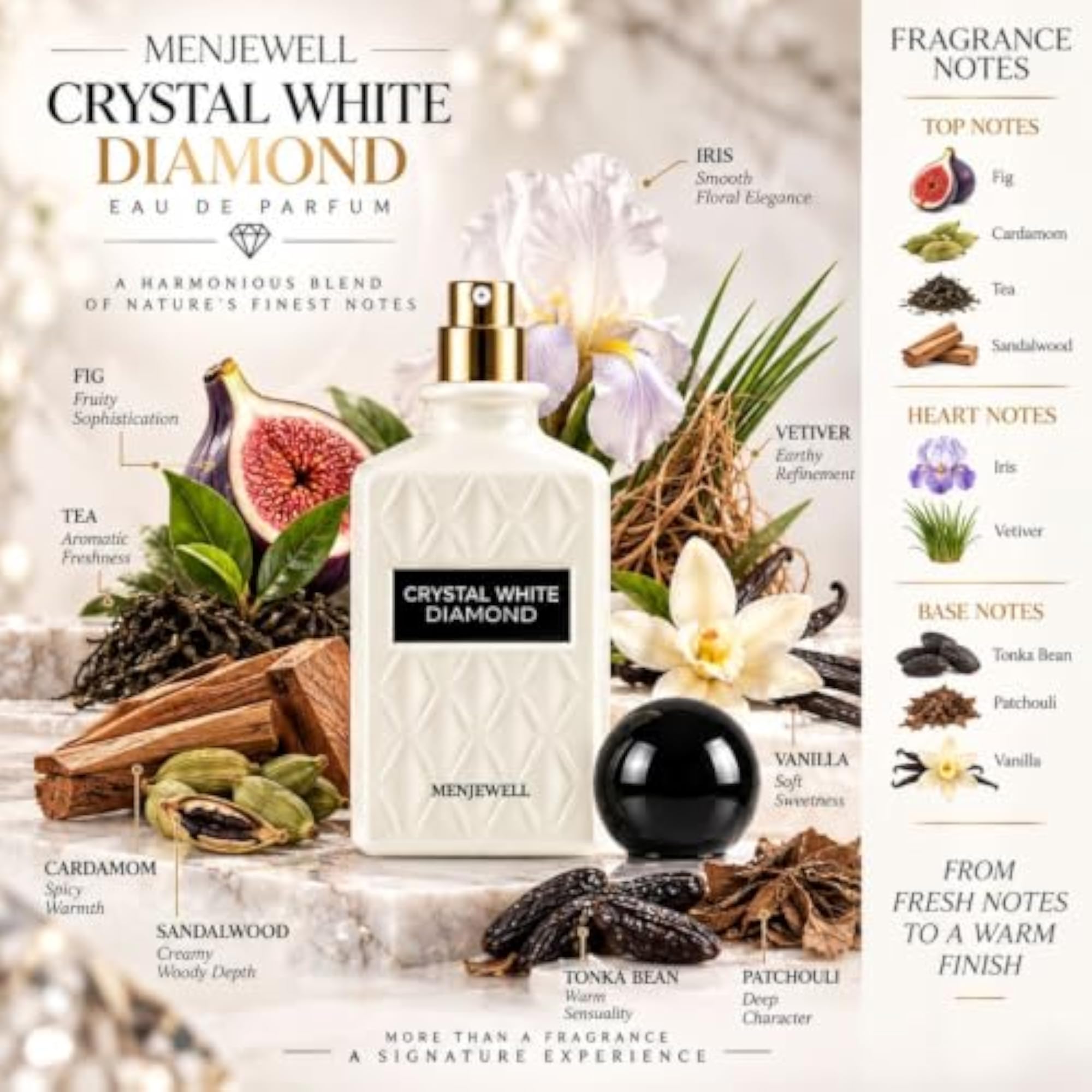 Crystal White Diamond EDP 100ml, Fresh Floral Woody Perfume