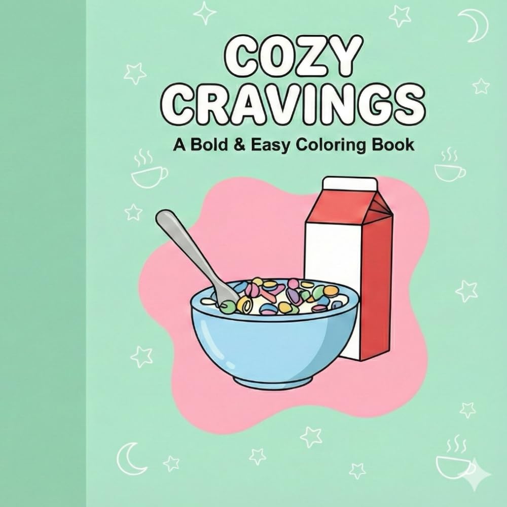Cozy Cravings: A Bold & Easy Coloring Book: Simple and Delicious Food Illustrations for Relaxation, Stress Relief, and Mindfulness