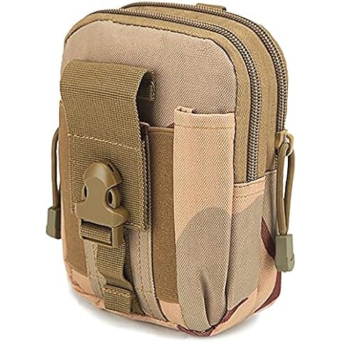 NuCamper Tactical Molle EDC Waist Pouch Compact Bag, Multi-Purpose Utility Tactical Pouch Belt Cell Phone Holster Holder for Workout Hiking Camping Outdoor Tear (Khaki-Camouflage) Cover