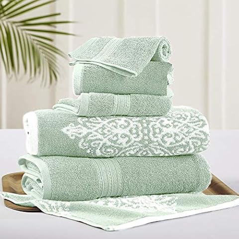Amrapur Overseas - Juego de 6 Toallas de Jacquard teñidas con Hilo Reversible de Damasco Cover