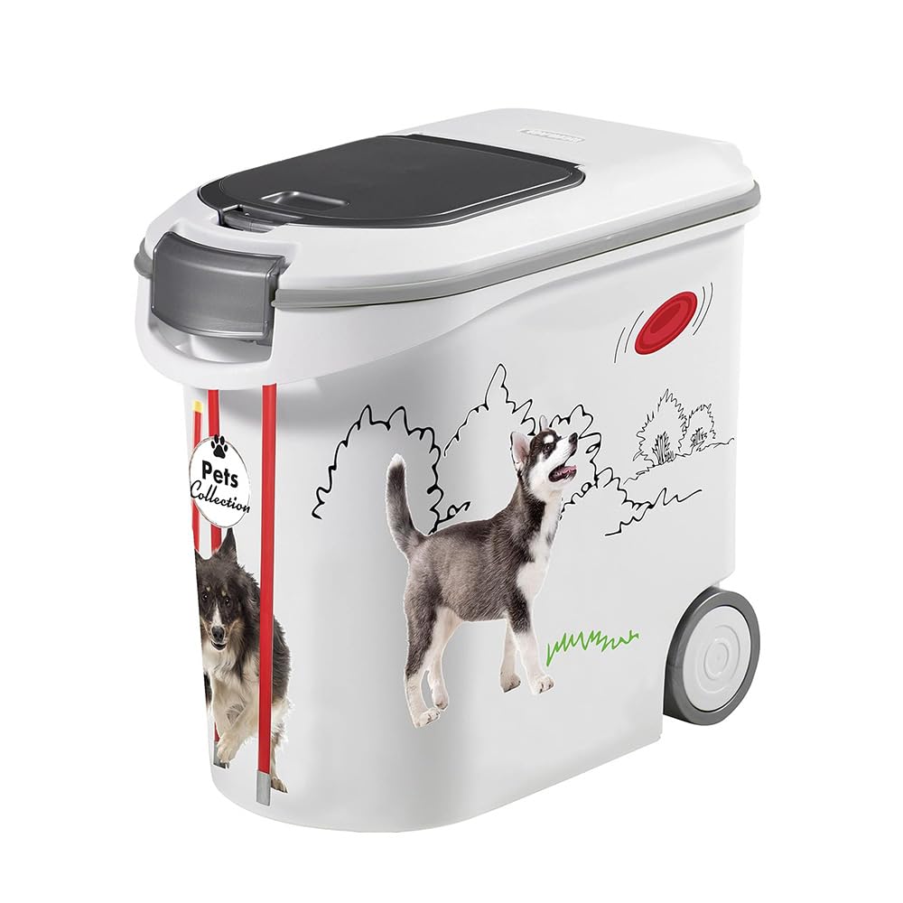 PALUPLUS Contenitore per Crocchette per Cani, misura 28x50x43 cm, Porta crocchette con Coperchio e Ruote, Chiusura Ermetica Antiodore, per Cibo Secco, Capacità 35 Litri -430C (12 kg)