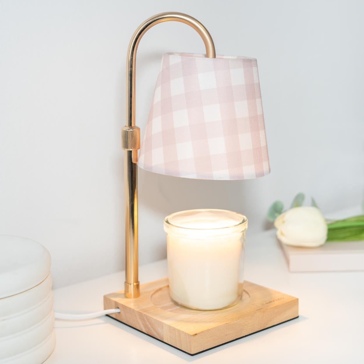 Flamingueo Lampada Scalda Candela - Candle Warmer Lamp - Decorazioni Casa - Intensità Regolabile - Con Timer - Altezza Regolabile