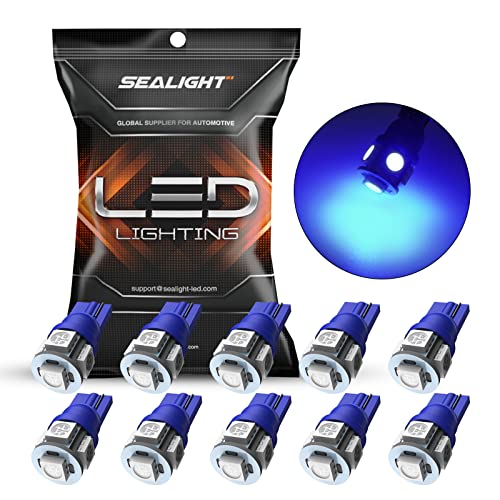 Image of SEALIGHT 194 LED Bulbs, 168 W5W 2825 LED Bulb 6000K Brilliant Blue Super Bright Replacement for Dash Board Light, License Plate Light, Dome Light, Map Light,Courtesy Light (Pack of 10)
