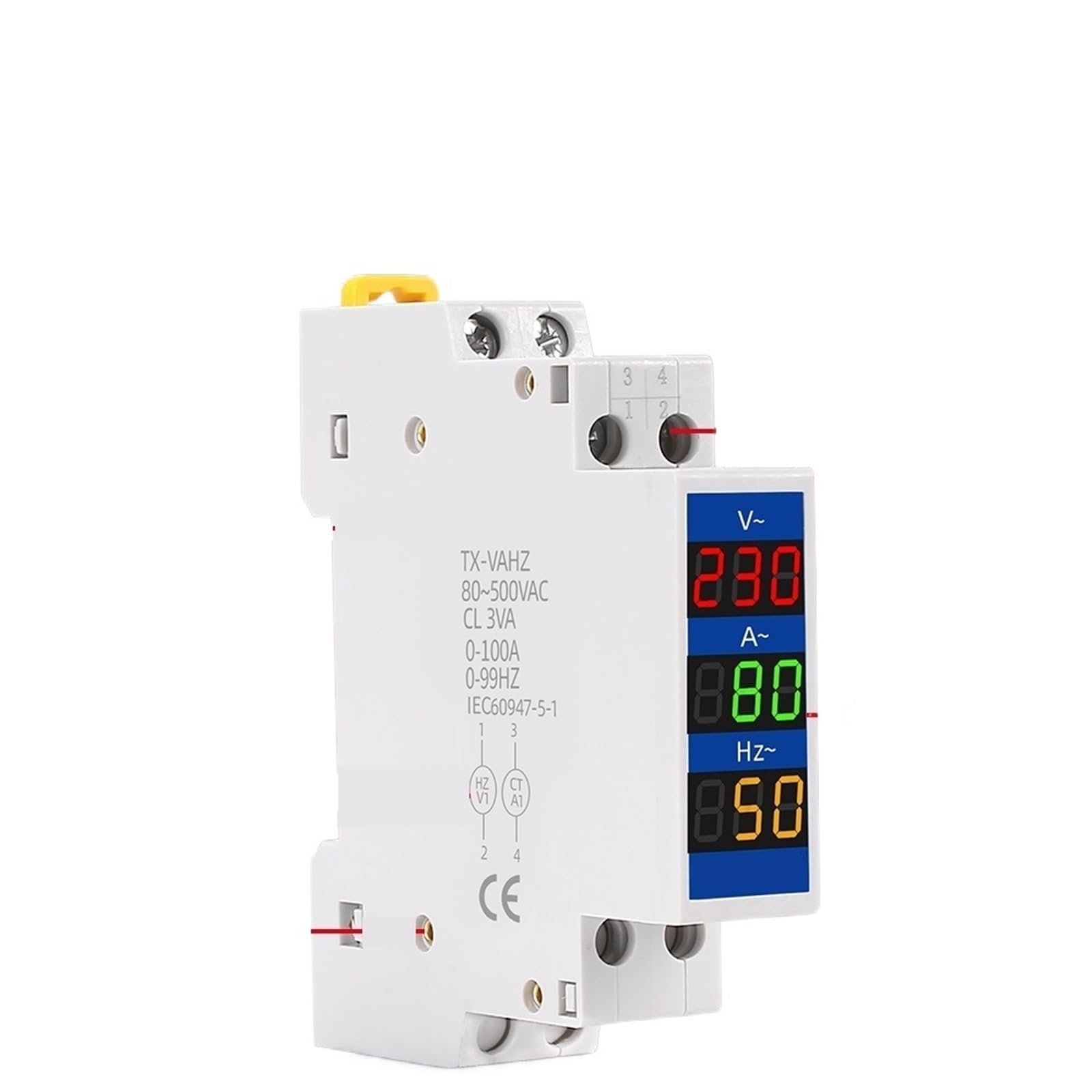 Medidor de corriente de voltaje de 18mm, carril Din, HZ, CA 80-500V, 220V, 380V, 100A, voltímetro Modular, amperímetro, indicador LED, probador de voltios Digital, 1 Uds.(VAHz)