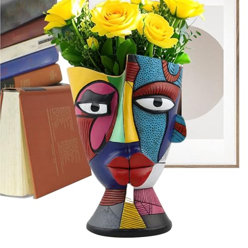 Plantador genérico al aire libre | Resin Abstracto Cara Flor Macetas para Mesa, Contenedores Pintados A Mano para Suministros De Balcón De Oficina