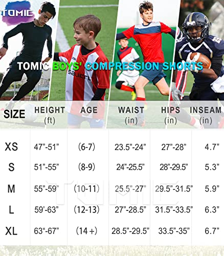 Tomic Youth Boys' Compression Shorts Performance Athletic Base Layers For Boys Sport Pants Tights Leggings Underwear 2-3Pack Black/White M #TOP5